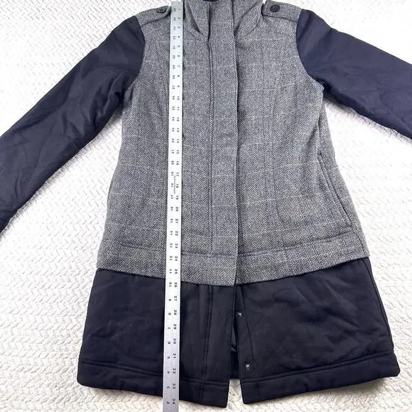 PrAna Women's Herringbone Wool Blend Caprise Insulated Convertible Jacket Gravel